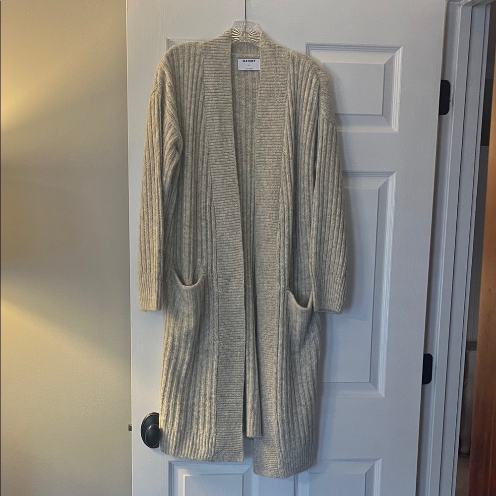 Old Navy Women's Long Ribbed Cardigan - Grey Taupe